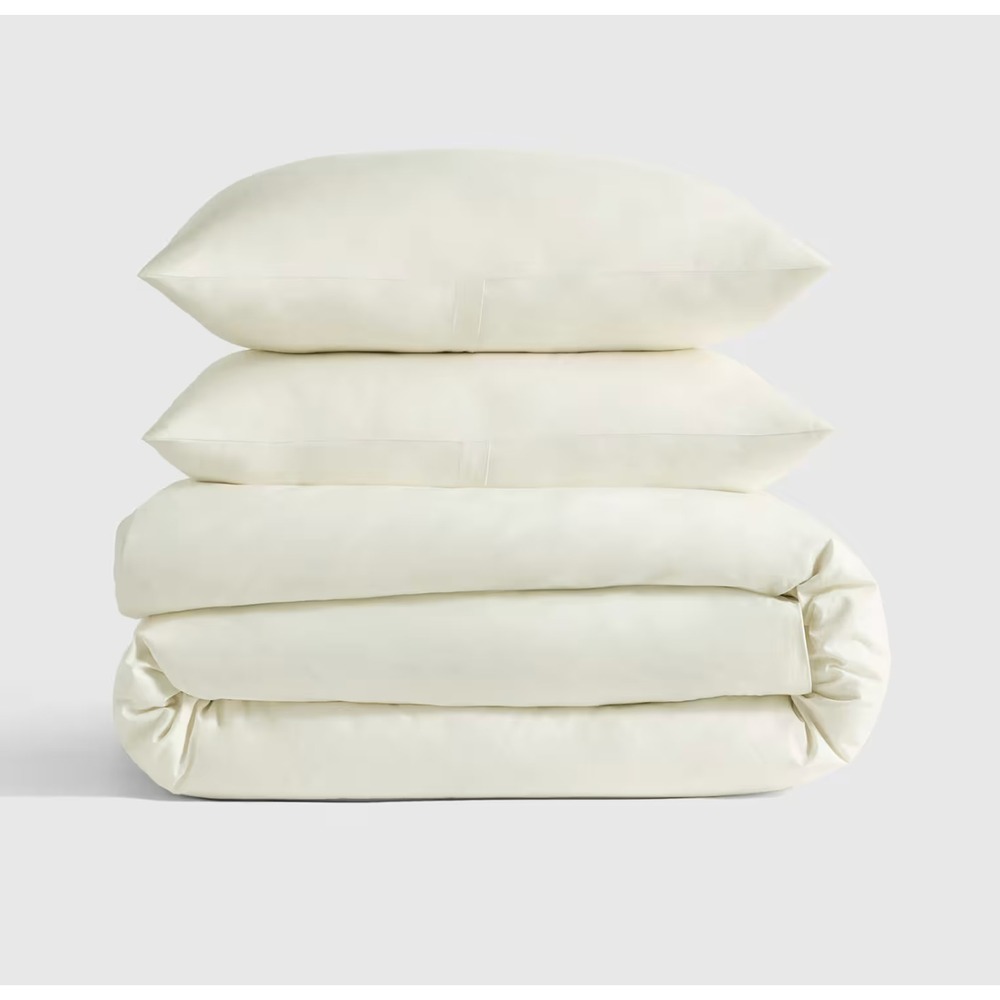 Quince Classic Organic Percale Duvet Cover Set King/Cali ing Ivory 3 Piece